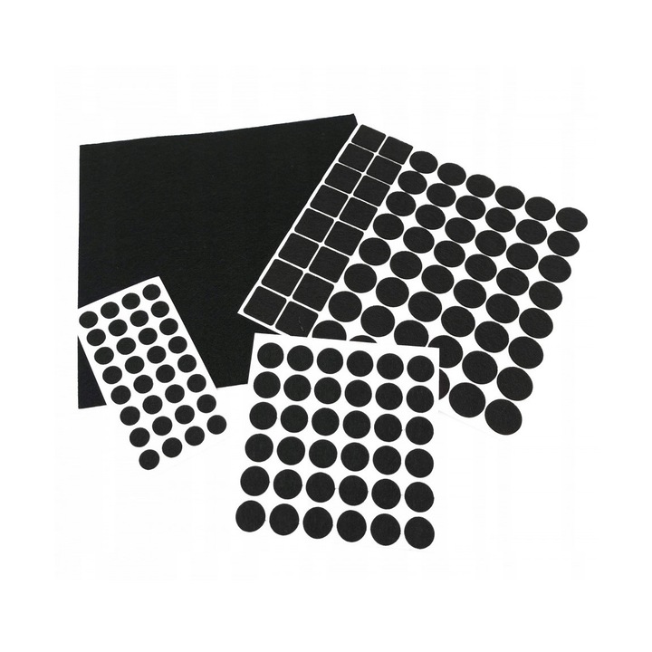 Set de 99 de protectii pardoseala si mobila autoadezive, pasla si plastic, dimensiuni diferite, Negru, MAX-BBL7911