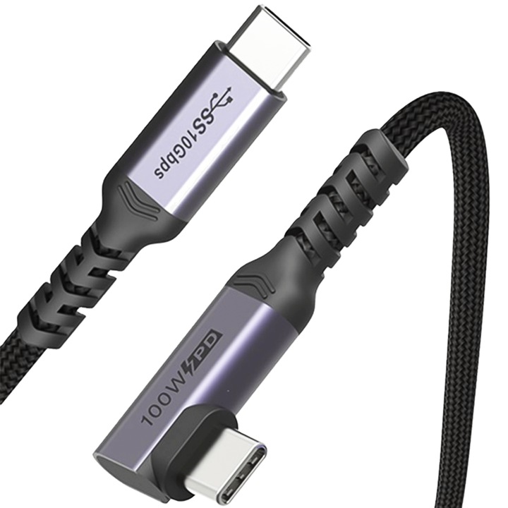 Reagle kijelző adatkábel, USB-C - USB-C, 1M, szögletes, 4K, 60Hz, USB C 3.2, 100W, PD, 20V, 5A