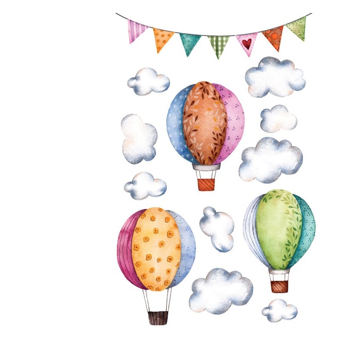 Sticker Colorful hot air balloons 60x90cm