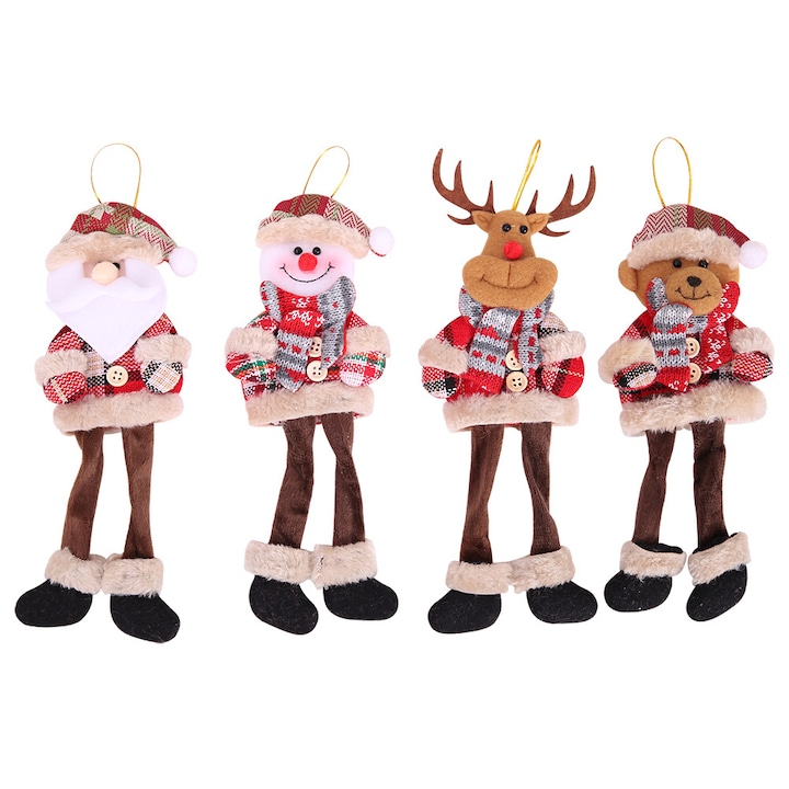 Set 4 figurine decorative de Craciun, Sunmostar, Stofa, Multicolor