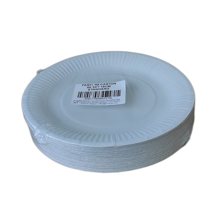 Farfurii din Carton Misavan de Unica Folosinta Standard Rotunda, 50 Buc/Set, Dimensiune 180 mm, Culoare Alb