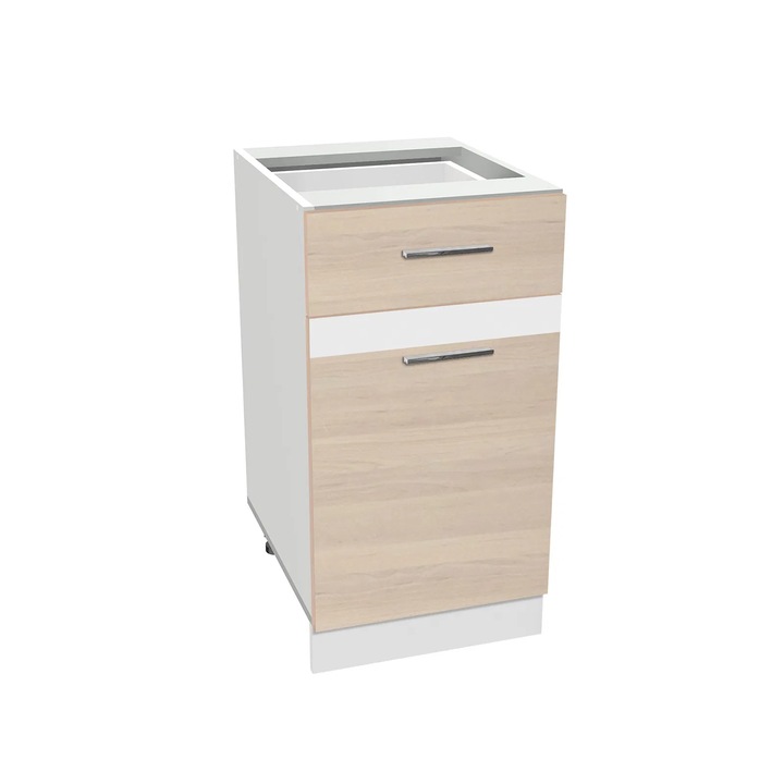 Corp inferior 40 Expomob YANA, 1 usa si 1 sertar, dimensiune 40x50x77 cm, culoare corp alb, fronturi kiruna si alb