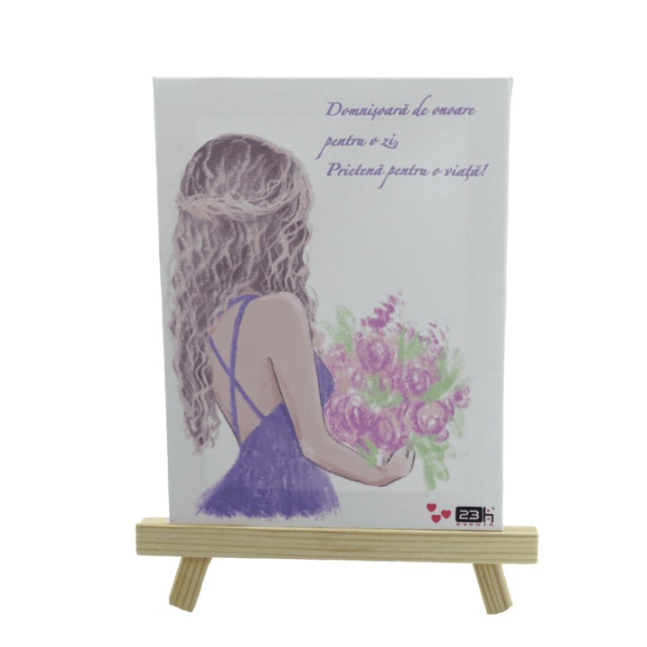 Mini tablou cerere domnisoara de onoare, dimensiune 15×20cm, cu stativ - ILIF303072, 23h Events