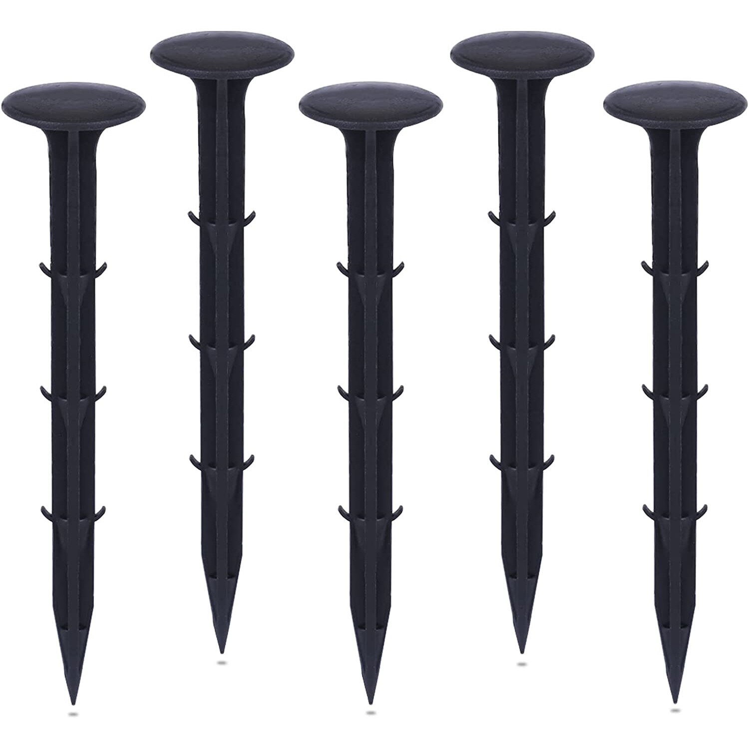 Set 100 cuie cu rol de ancorare, Plastic, Pentru fixare in sol, Negru ...