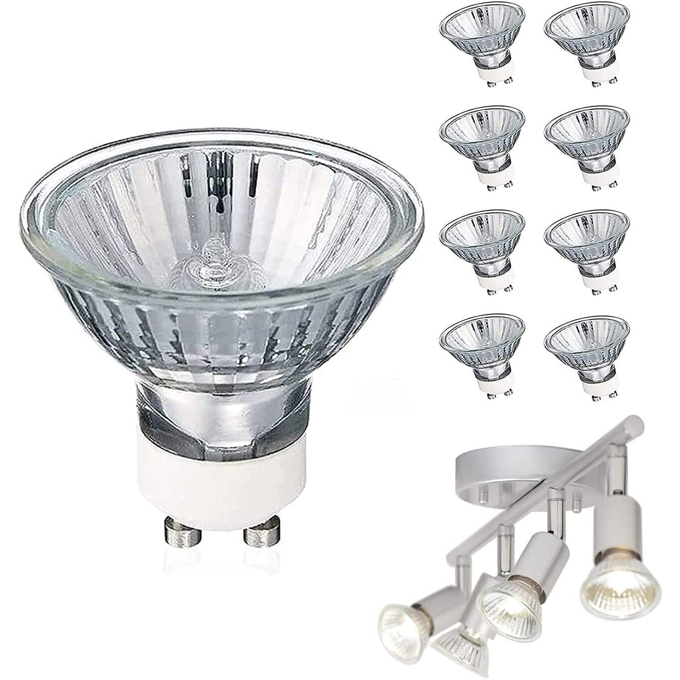 Set 8 Spoturi Cu Halogen Gu10 50w 220v 240v 700 Lumeni 3000k Alb