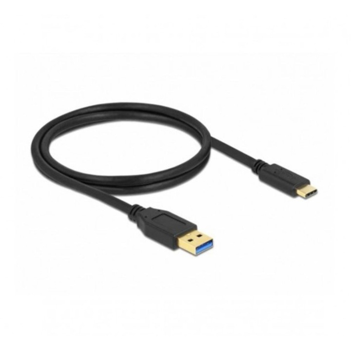 Кабел Type-C Delock, Бързо зареждане, USB-A 3.2(м), USB-C(м), 1m, 10GBps