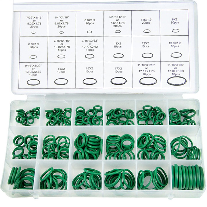 Kit de 270 inele etansari de inlocuire pentru aer conditionat, Sunmostar, Verde