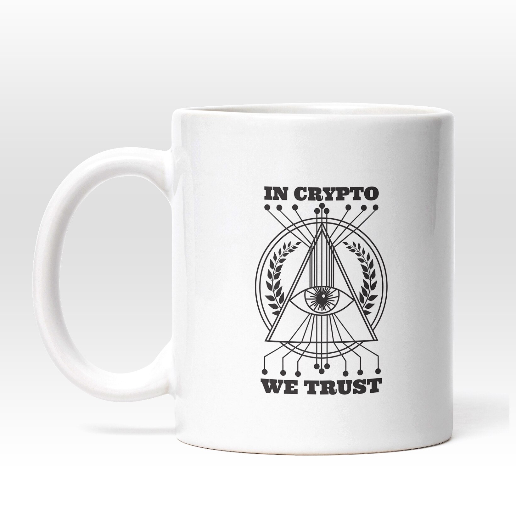 Cana Cu Simbol Iluminati, In Crypto We Trust, Monede Virtuale, NFT,  Investitii, Multicolor, 330 ml, Maner Alb - eMAG.ro