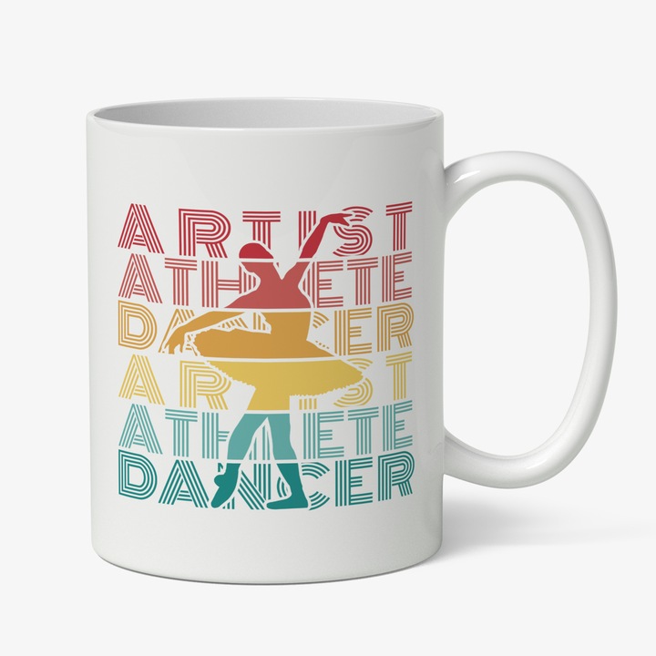 Cana Cu Balerina Dansand, Balet Contemporan, Sport, Multicolor, Arta Clasica, Tinuta 330 ml, Maner Alb