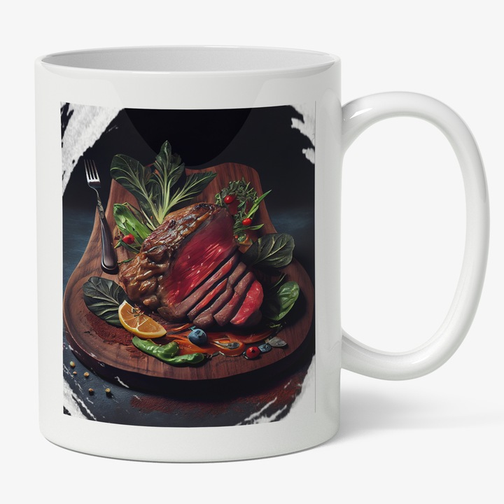 Cana Cu Masa Bogata De Sus, Carne Verdeturi, Iubitorii De Mancare, Multicolor 330 ml, Maner Alb