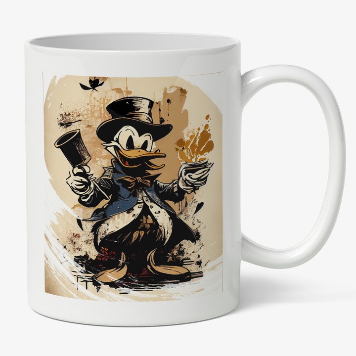 Cana Cu Donald Duck, Personaj Fictiv Desene Animate, Disney Channel, Desenele Copiilariei, Mickey Mouse, Multicolor 330 ml, Maner Alb