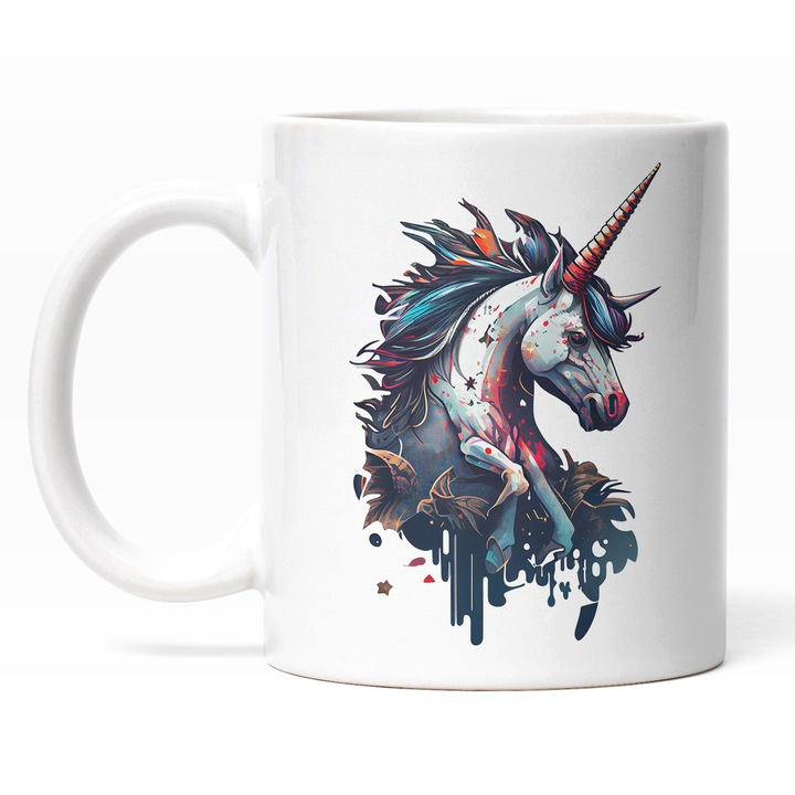 Mighty Unicorn portré bögre, Flowing Art, Rajzfilm, Repülő Unikornis, Többszínű 330 ml, Fehér fogantyú