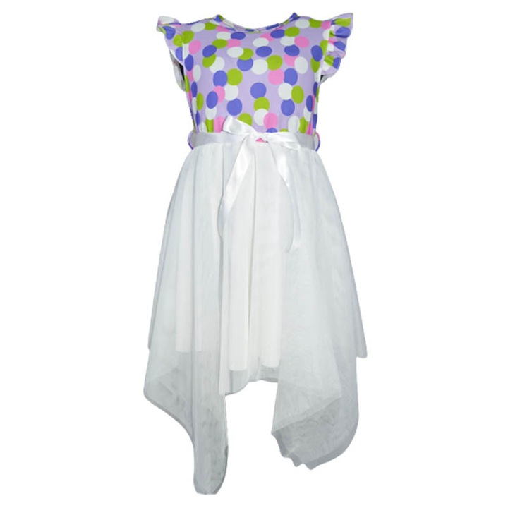 Rochie eleganta cu maneca scurta pentru fete JDJ 270323-24-110-116, Alb 94167