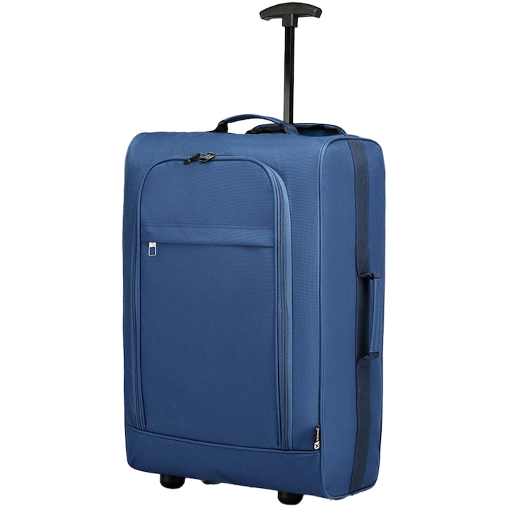Valiza de mana, in marime de bagaj de cabina, Soft Shell, KONO K1873-2BE Albastru
