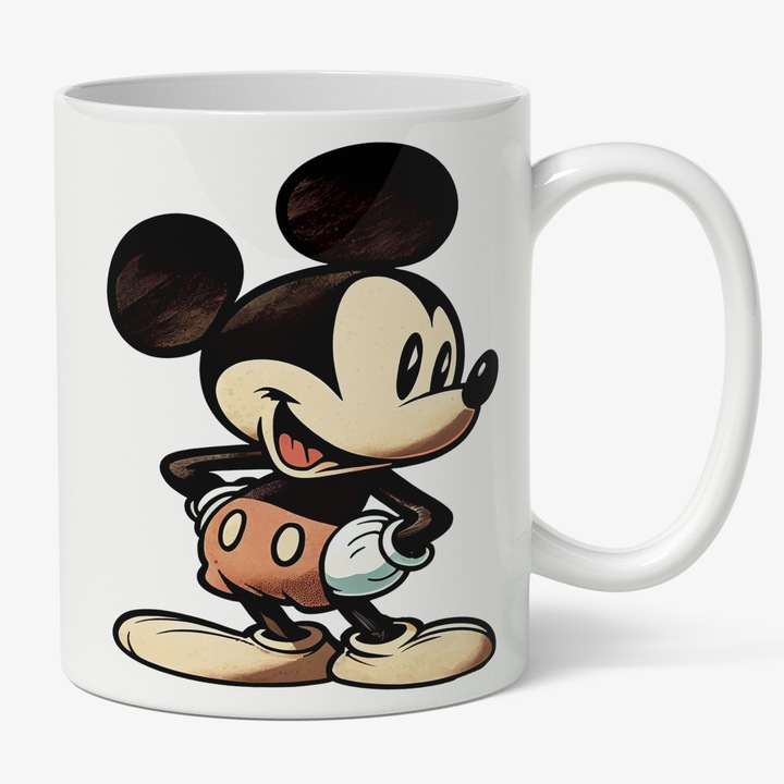 Cana Cu Mickey Mouse, Desene Animate, Desenele Copilariei, Disney Channel, Multicolor 330 ml, Maner Alb