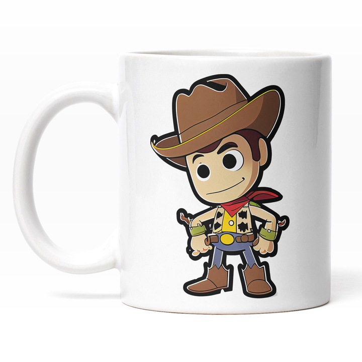 Cana Cu Seriful Woody Personaj Fictiv Desene Animate, Copii, Toy, Copilarie, Disney Channel Multicolor 330 ml, Maner Alb