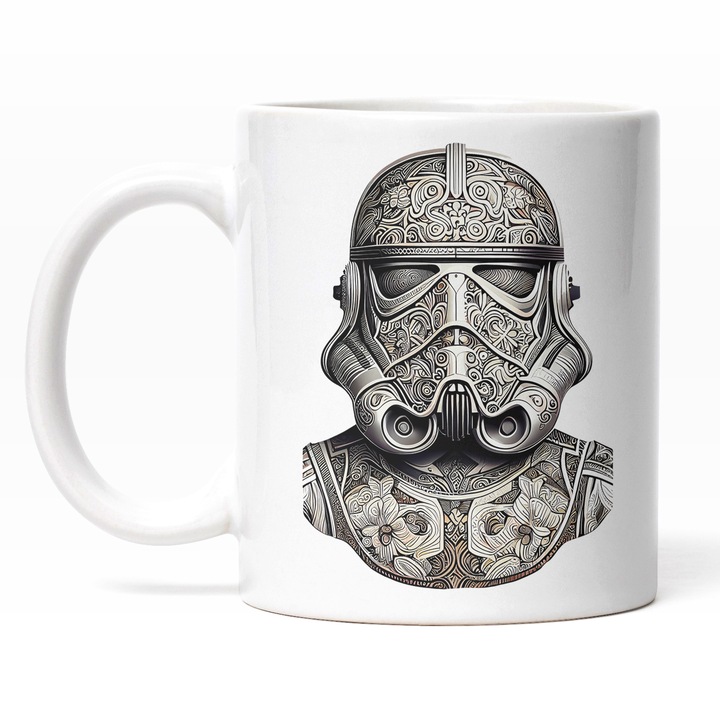 Cana Cu Soldat Alb Star Wars, Cu Armura Stil mozaic, Razboiul Stelelor, Desene Animate, Razboiul Stelelor, Multicolor 330 ml, Maner Alb