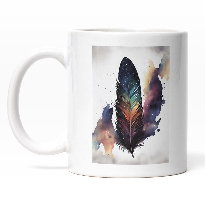 Cana Cu Pictura Cu Apa Pana De Animal Colorat, Multicolor, Animale Cu Pene Deosebite, Frumusetea Naturii, Multicolor 330 ml, Maner Alb