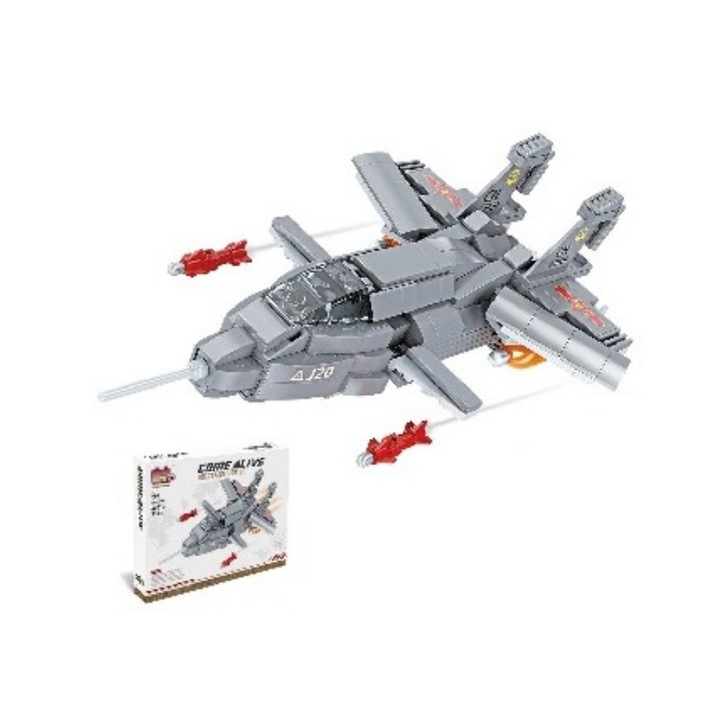 Avion de vanatoare asamblat, 10x23.5x15 cm, Gri, 331 piese