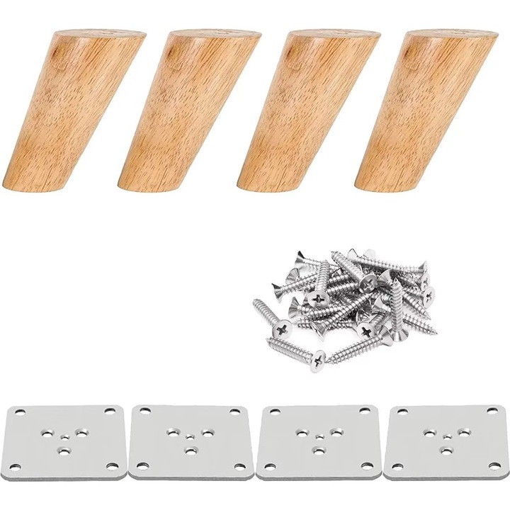 Set de 4 picioare pentru mobilier QIMEI-SHOP, metal, argintiu, 6 x 6 x 5 cm  - Chilipirul Zilei