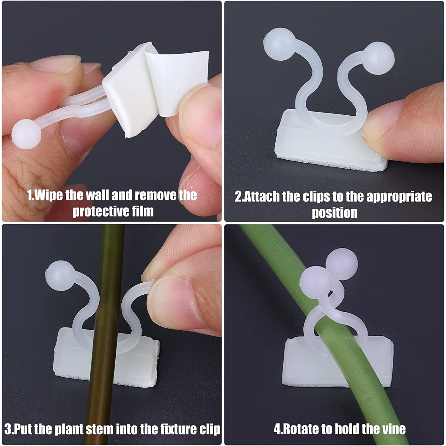 Set 100 cleme pentru catarare pentru plante, Plastic, 20x20cm, Alb ...