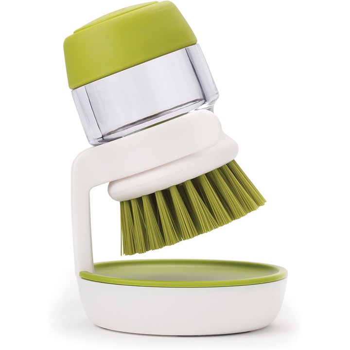 Perie cu rezervor de sapun pentru spalat vase, Verde
