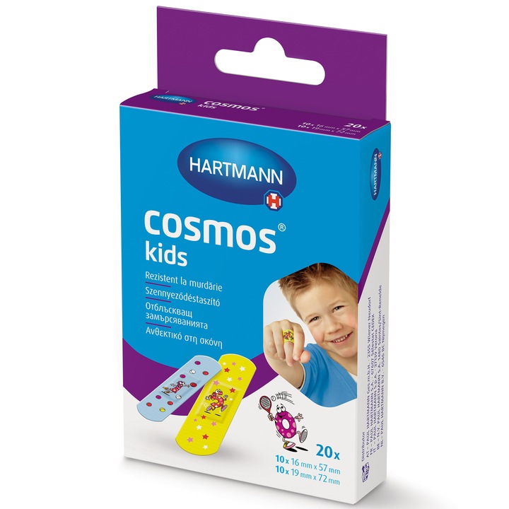 Водо- и мръсоустойчиви лепенки за деца Hartmann, Cosmos Kids, 20 бр.