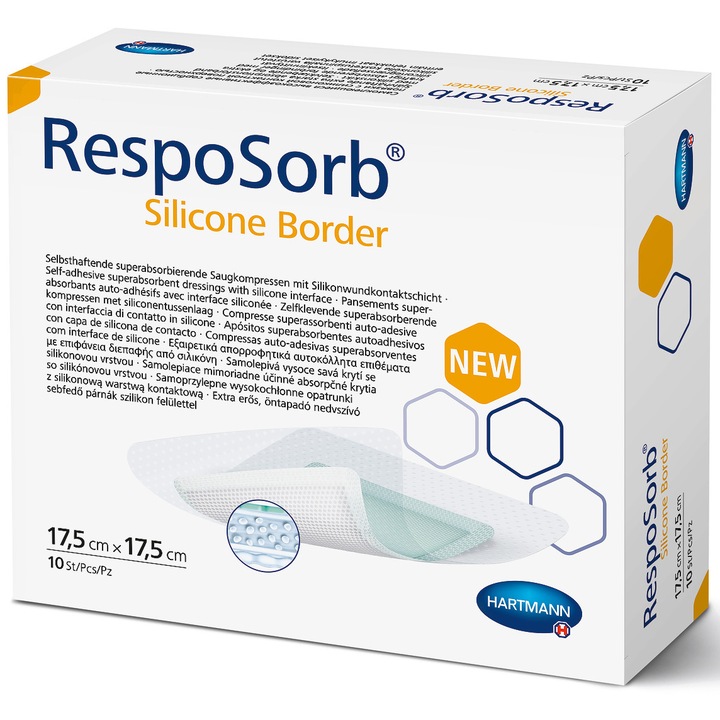 Пластири Hartmann RespoSorb Silicone Border, 17,5 х 17,5 см, 10 бр