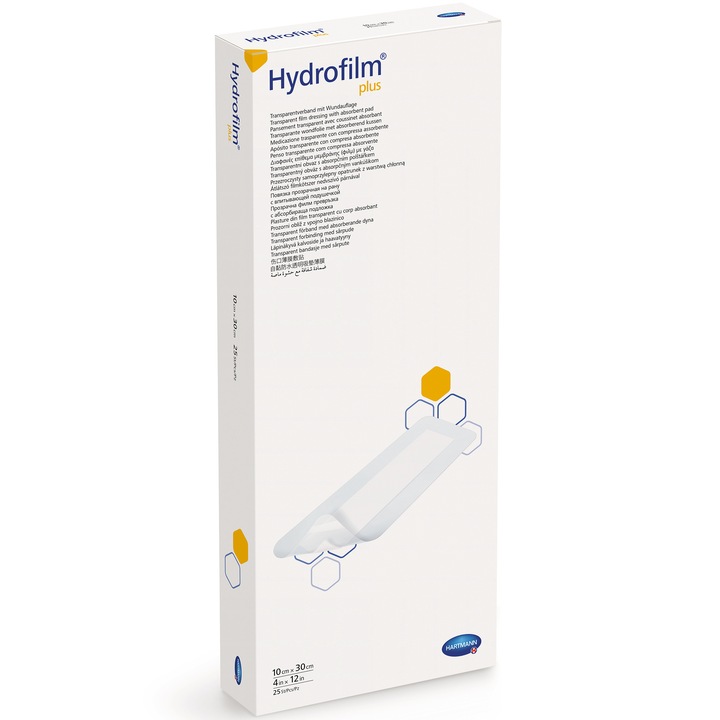 Pansament transparent autoadeziv Hartmann, Hydrofilm, 10 x 30 cm, 25 buc