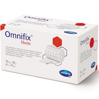 Omnifix Elastic, plasture de fixare in rola din material netesut, pentru suprafete curbe ale corpului, 15cm x 10m, HARTMANN