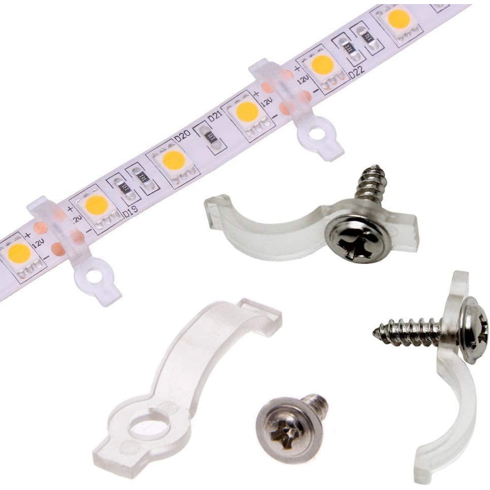 Set 50 suporturi montare banda LED, Starlight, Plastic, Transparent