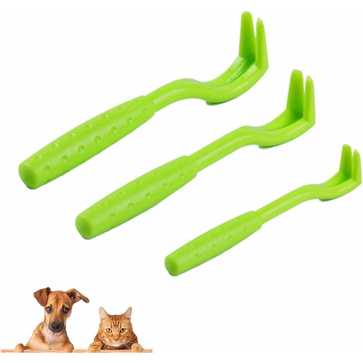 Set 3 cleme pentru capuse, Plastic, Marimi diferite, Verde