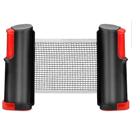Masa portabila de ping-pong, Plastic, 170cm, Negru/Rosu