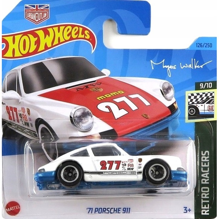 Метална кола Hot Wheels, '71 Porsche 911, бяло, 1:64