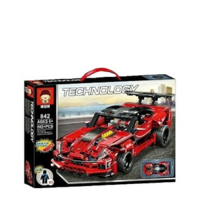 Masina asamblata, 29x13 cm, Plastic, Rosu