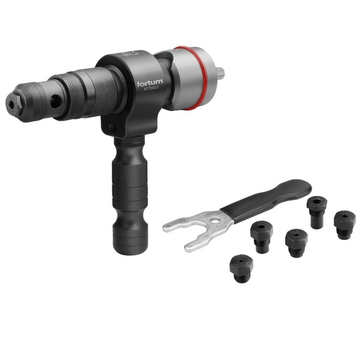 Szegecselő adapter, Fortum, 2,4-6,4 mm, CrMoV