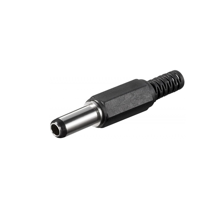 Mufa DC tata cu protector de cablu 2,5 x 5,5 mm