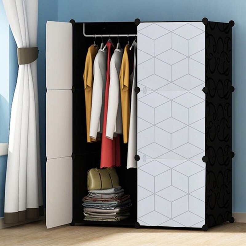 Dulap modular pentru haine, BADU, 4 rafturi, Model geometric, 75x37x110 ...