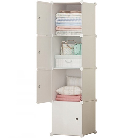 Dulap modular pentru haine, BADU, 4 rafturi, 39x37x147 cm, Alb