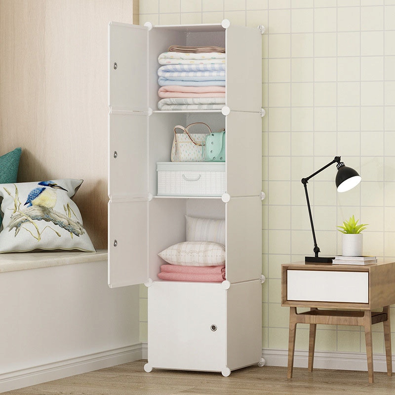 Dulap modular pentru haine, BADU, 4 rafturi, 39x37x147 cm, Alb - eMAG.ro