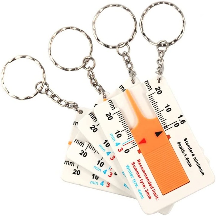 Instrument de masurare a adancimii anvelopelor, 0-20 mm, Alb, 4 buc