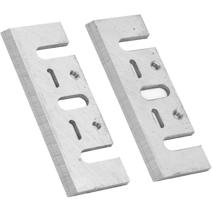 Set 2 lame rindea electrica, Otel, 82x28 mm, Argintiu