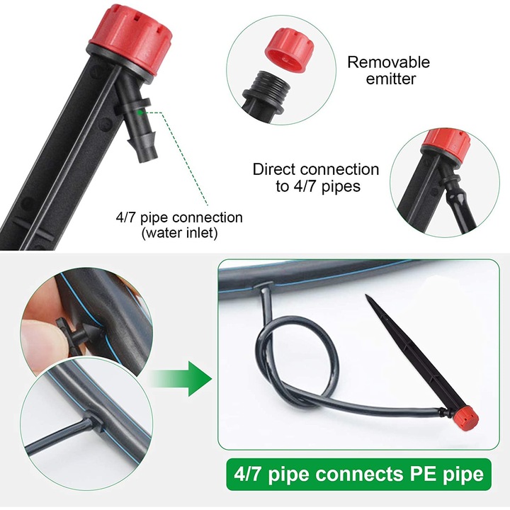 Set 20 duze irigare prin picurare pentru furtun, Negru