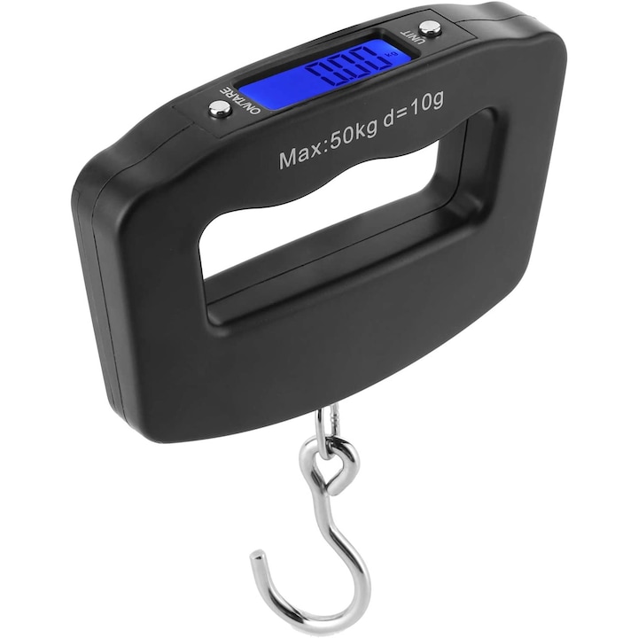 Cantar pentru bagaje, ABS, Afisaj LCD, Portabil, Sarcina maxima 50 kg, Negru
