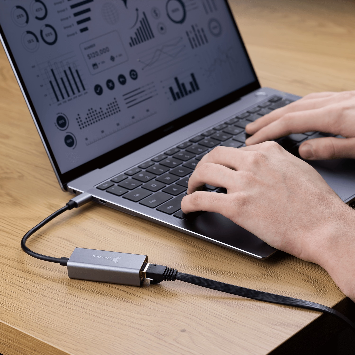USB C Ethernet 100 Mbps мрежова карта, Reagle USB-C 2.0 към RJ45 ...