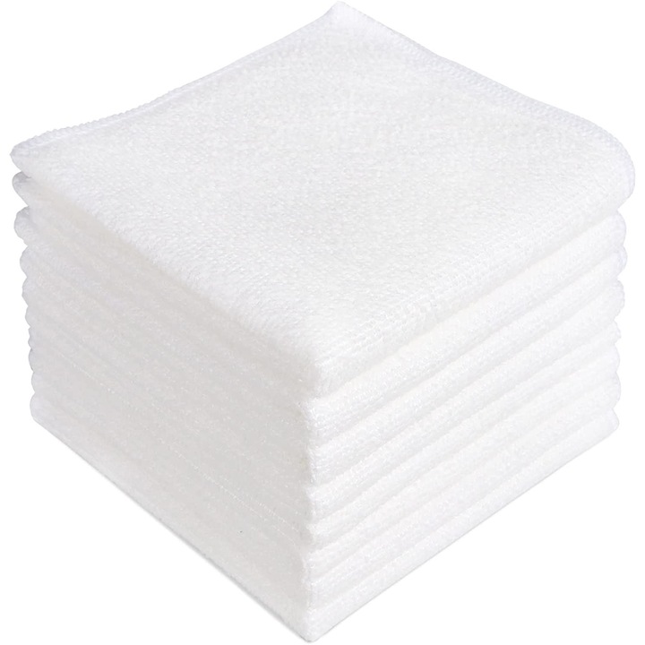 Set 8 carpe din microfibra, 30x30 cm, Alb