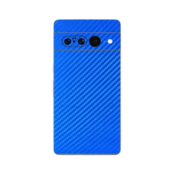 Folie iSkinz pentru Google Pixel 7 Pro - Carbon Albastru 360 Cut, Skin Adeziv Full Body Cover, Protectie Carcasa Spate si Laterale