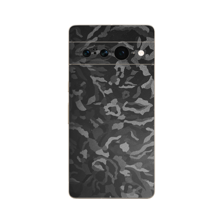 ISkinz védőfólia a Google Pixel 7 Pro telefonhoz – Black Camo Black Shadow Simple Cut, öntapadó bőr, hátlap