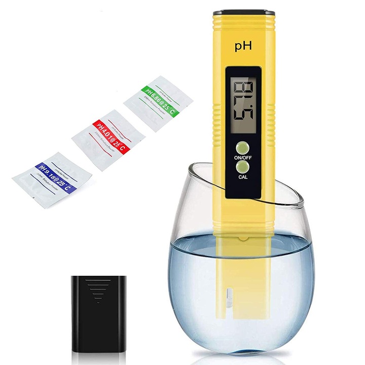 Tester digital de calitate a apei, 0.00-14.00, 0°C-60°C, Negru/Galben