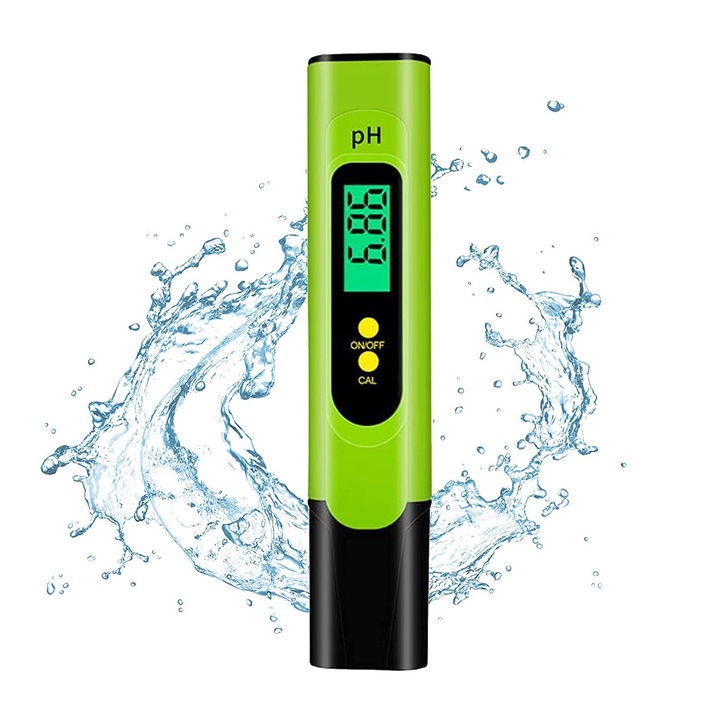 Contor de pH pentru apa, 0.00~14.00pH, Verde